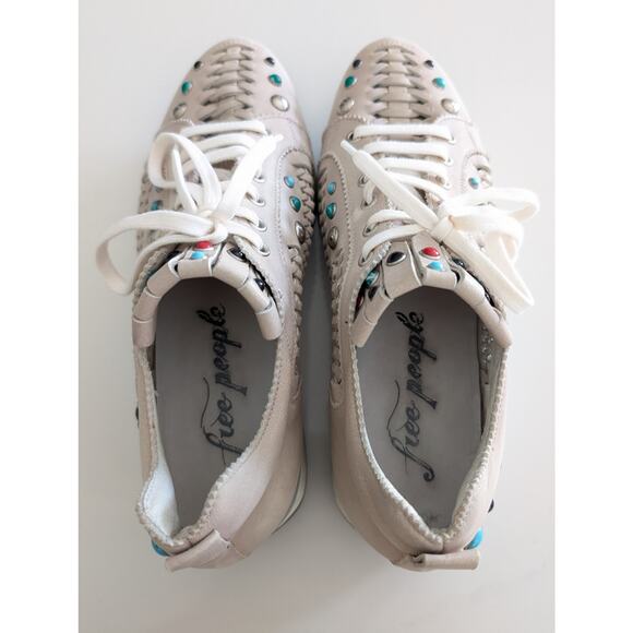 Free People Collection Orbit Embellished Platform Sneakers Beaded Women’s Sz 8.5 - Picture 8 of 10